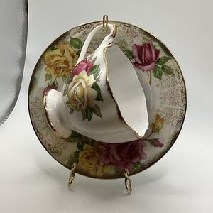 Queen Anne Lady Sylvia Bone China Teacup and Saucer - England -